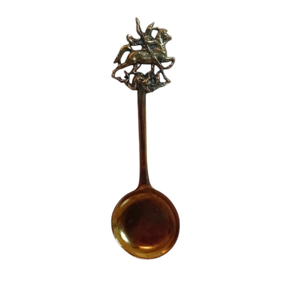 Antique St‎ George Brass Collector's Collectible Spoon Soldier Riding Horse 5"
